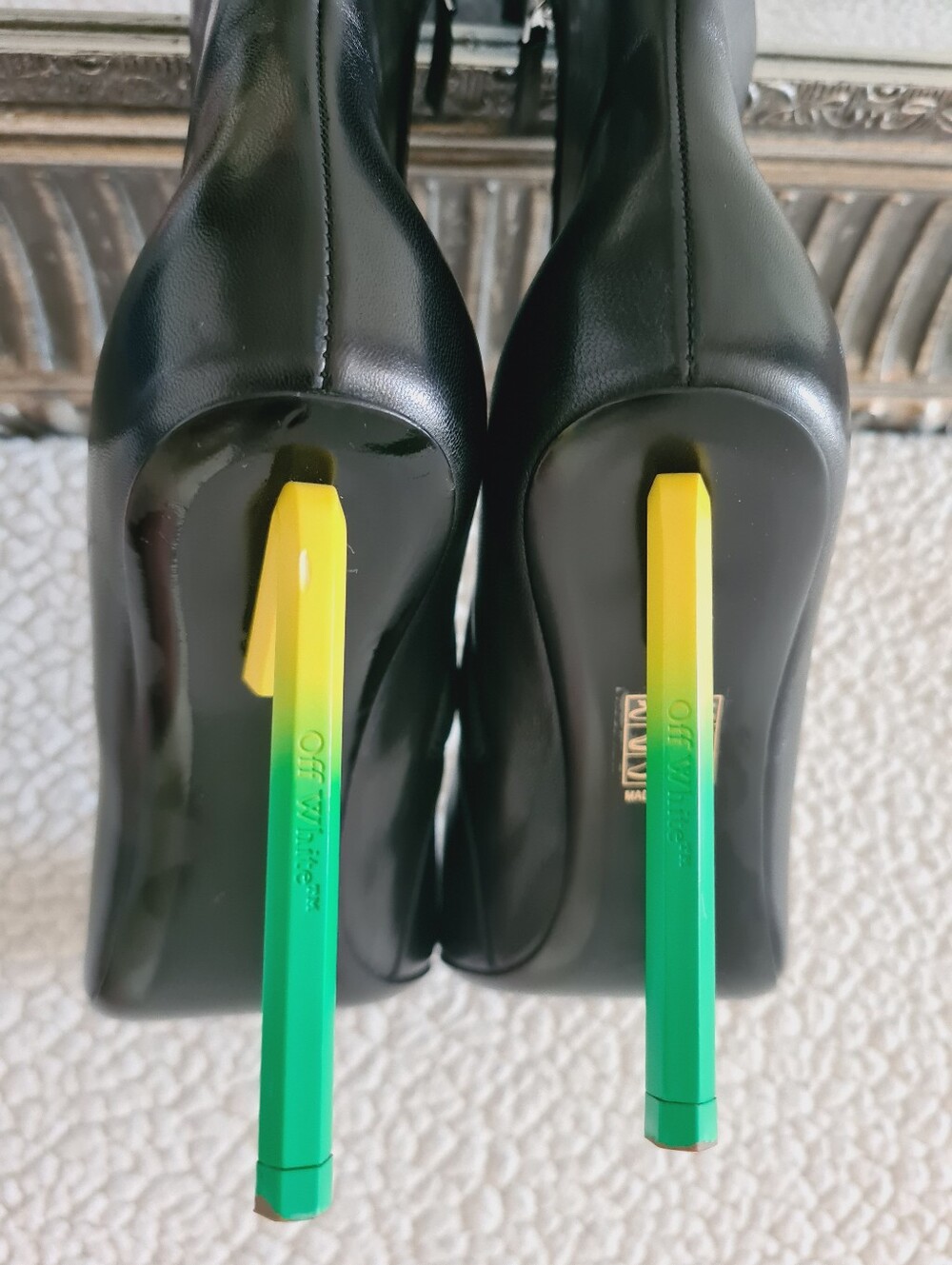 OFF-WHITE Allen Gradient Stiletto Heel Ankle Boots Black EU 38 US 8 Org $1,420 - Picture 9 of 14